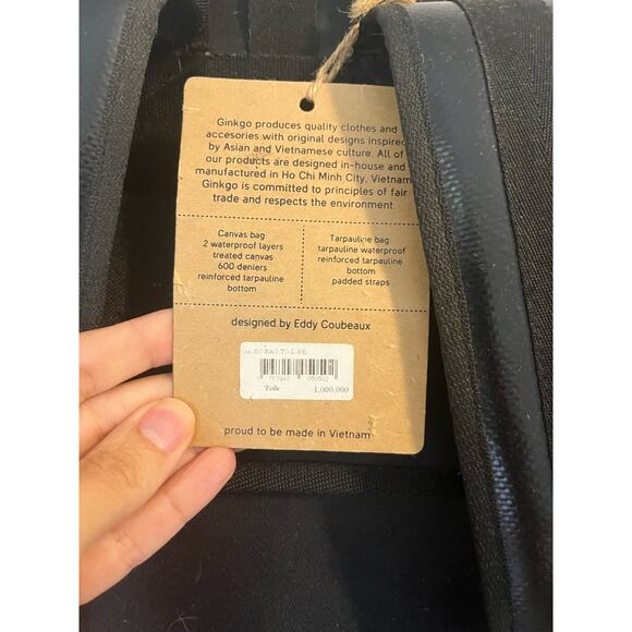 Ginkgo Large Rolltop Backpack Black with Yellow Reflective Stripes Biking Laptop - Picture 3 of 9